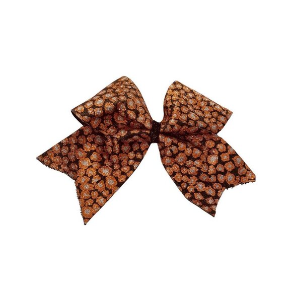 Girls Oversize Hair Bow 7.5" Elastic Ponytail Black Orange Silver Animal Print G - Picture 15 of 15